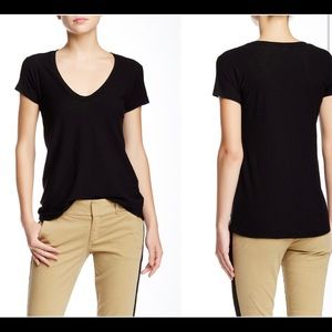 NWT $95 James Perse Deep Scoop Neck T-Shirt Size 3 / Large WSVH3182CU Black